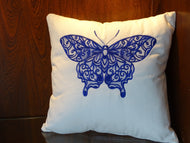This single colour butterfly embroidery adapted from a lace pattern on 100% cotton twill fabric 