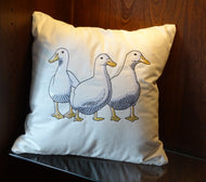 embroidery of ducks coming to greet on 100% cotton twill fabric