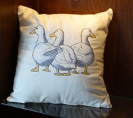 embroidery of ducks off to explore on 100% cotton twill fabric